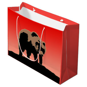Grizzly Bear at Sunset - Original Wildlife Art Large Gift Bag