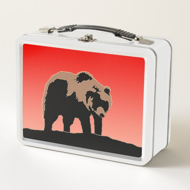 Grizzly Bear at Sunset  - Original Wildlife Art Metal Lunch Box (Front)