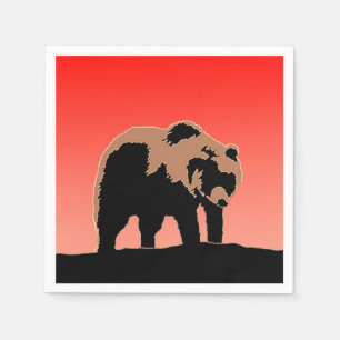 Grizzly Bear at Sunset  - Original Wildlife Art Napkin