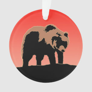 Grizzly Bear at Sunset - Original Wildlife Art Ornament