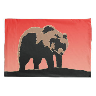 Grizzly Bear at Sunset - Original Wildlife Art Pillowcase