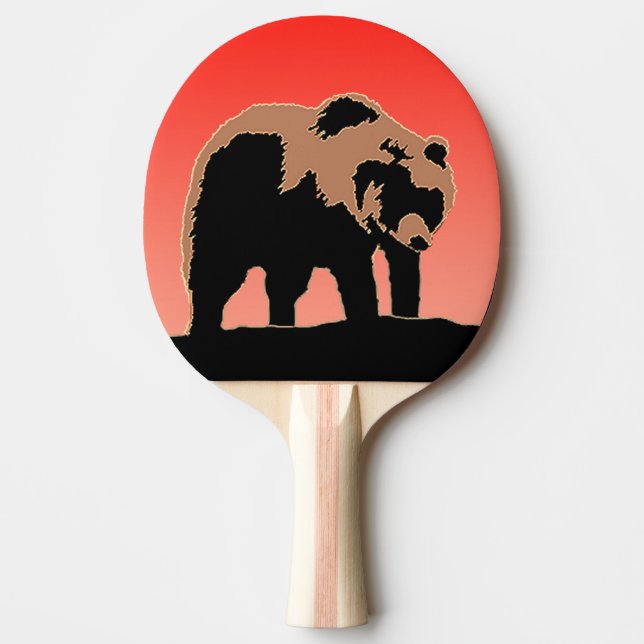 Grizzly Bear at Sunset  - Original Wildlife Art Ping Pong Paddle (Front)