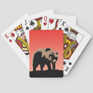 Grizzly Bear at Sunset - Original Wildlife Art Playing Cards