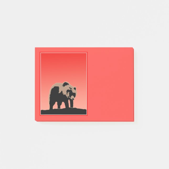 Grizzly Bear at Sunset  - Original Wildlife Art Post-it Notes (Front)