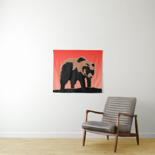 Grizzly Bear at Sunset - Original Wildlife Art Tapestry