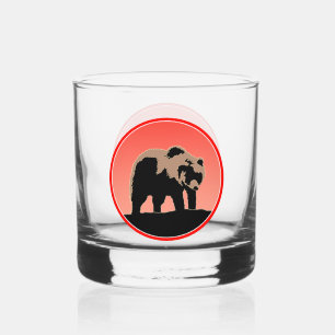 Grizzly Bear at Sunset - Original Wildlife Art Whiskey Glass