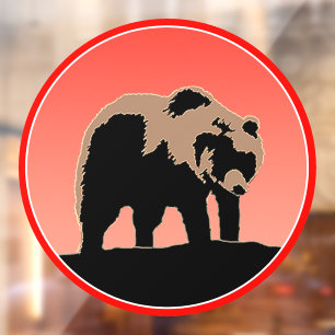 Grizzly Bear at Sunset - Original Wildlife Art Window Cling