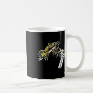 Grizzly Bear Bursting Though Biting Hockey Stick L Coffee Mug