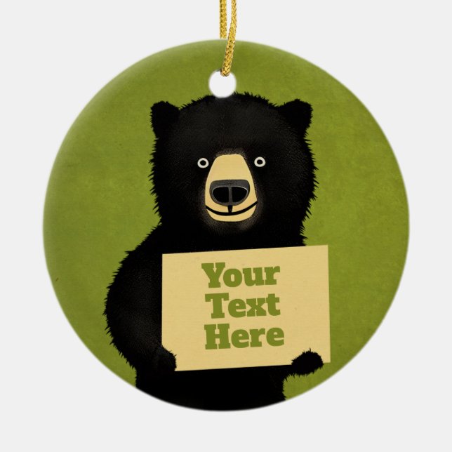 Grizzly Bear Ceramic Tree Decoration (Front)