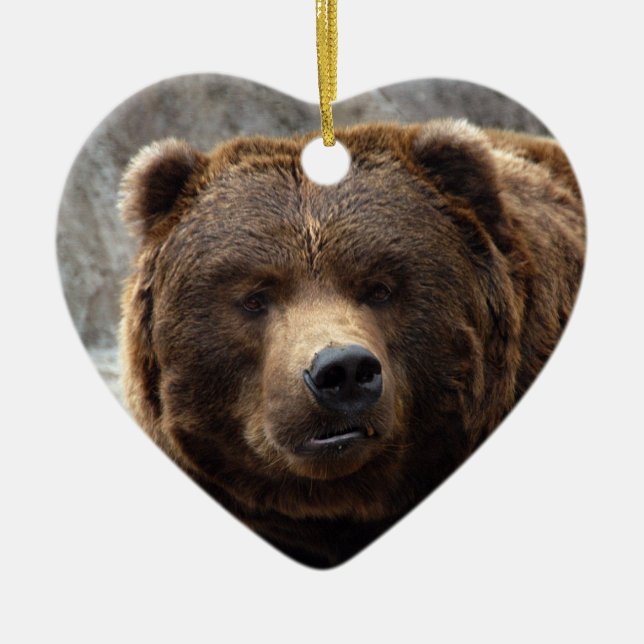 Grizzly Bear Christmas Ornament (Front)