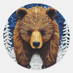 Grizzly Bear Classic Round Sticker