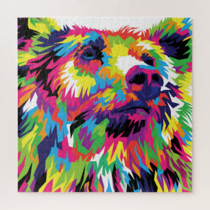 Grizzly bear colorful pop art jigsaw puzzle