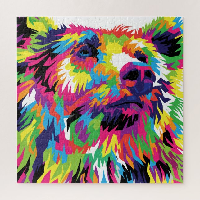 Grizzly bear colorful pop art jigsaw puzzle (Vertical)