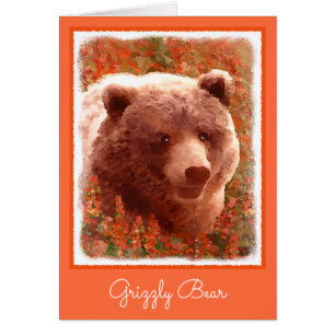 Grizzly Bear Cub in Fireweed Painting Wildlife Art