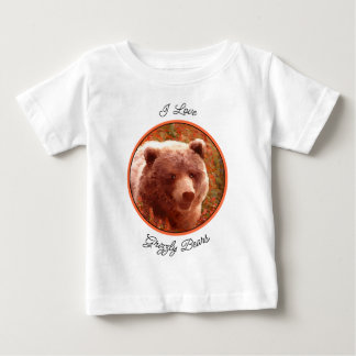 Grizzly Bear Cub in Fireweed Painting Wildlife Art Baby T-Shirt