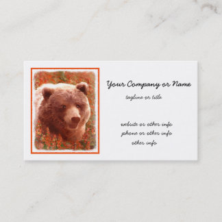 Grizzly Bear Cub in Fireweed Painting Wildlife Art Business Card