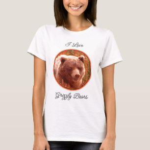 Grizzly Bear Cub in Fireweed Painting Wildlife Art T-Shirt
