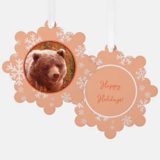 Grizzly Bear Cub in Fireweed Painting Wildlife Art Tree Decoration Card