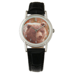 Grizzly Bear Cub in Fireweed Painting Wildlife Art Watch