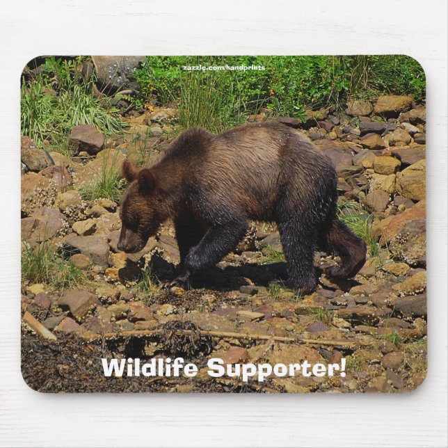 Grizzly Bear Cub Wildlife Supporter Mousepad (Front)