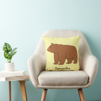 Grizzly Bear Design Any Colour Background Cushion