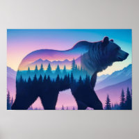 Grizzly Bear Double Exposure Animal Nature Outdoor