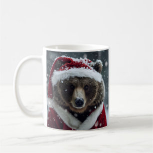 Grizzly bear dressed in a Santa Claus outfit Coffe Coffee Mug