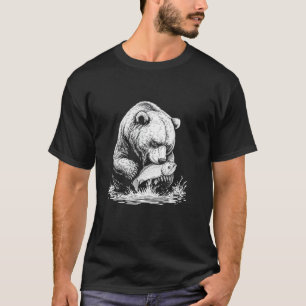 Grizzly Bear Eating Fish, Wildlife Animal Camping T-Shirt