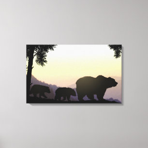 Grizzly Bear family Canvas Print