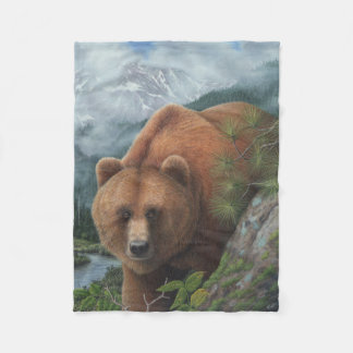 Grizzly Bear Fleece Blanket