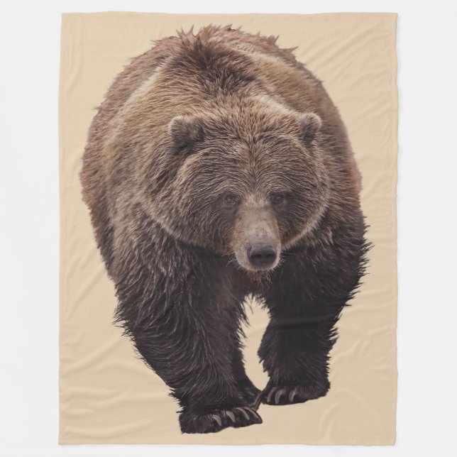 GRIZZLY BEAR FLEECE BLANKET LARGE (Front)