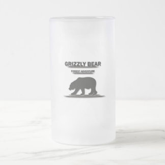 GRIZZLY BEAR FROSTED GLASS BEER MUG