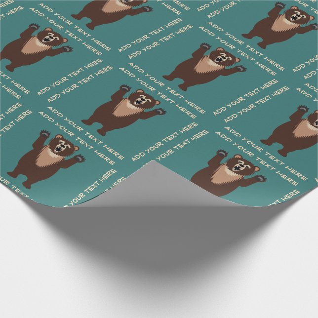 Grizzly Bear Funny Wrapping Paper (Corner)
