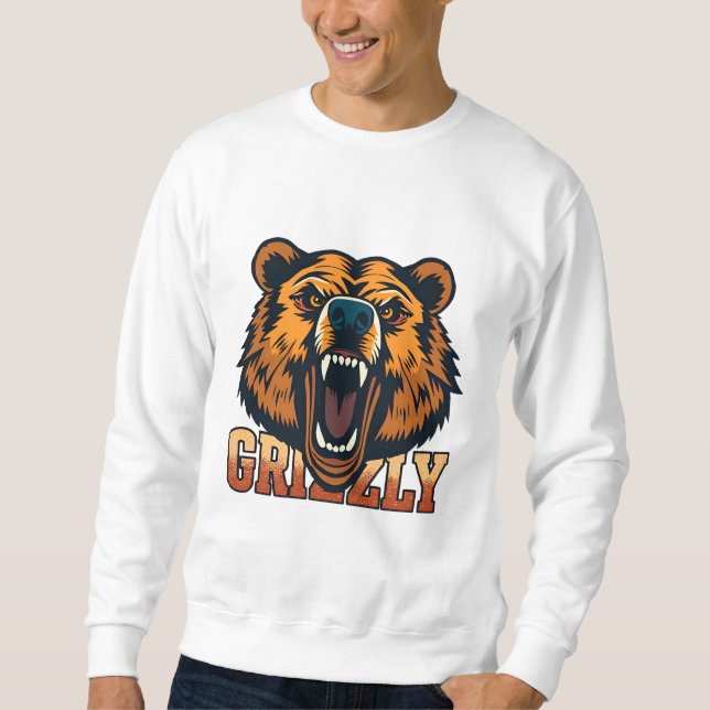 Grizzly Bear Head Emphasising Power Sweatshirt (Front)