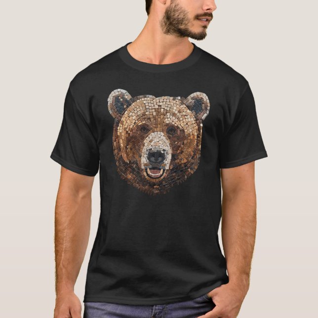 Grizzly Bear Head Mosaic T-Shirt (Front)