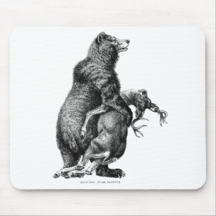 Grizzly bear Hunting Deer Simple Drawing Mouse Mat