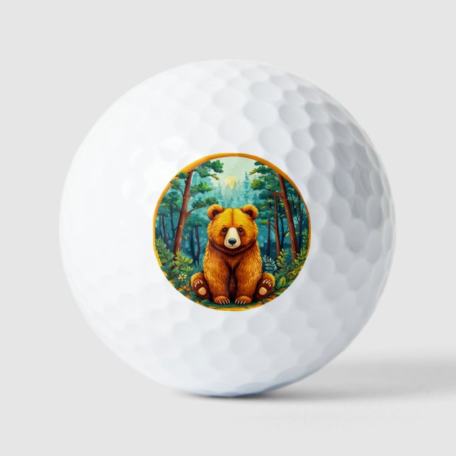 Grizzly Bear in a Forest Golf Balls (Front)
