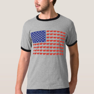 Grizzly Bear in a USA Flag T-Shirt