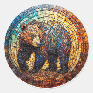 Grizzly Bear in Artistic Design Classic Round Sticker