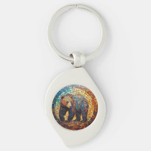 Grizzly Bear in Artistic Design Key Ring