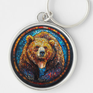 Grizzly Bear in Artistic Design Key Ring
