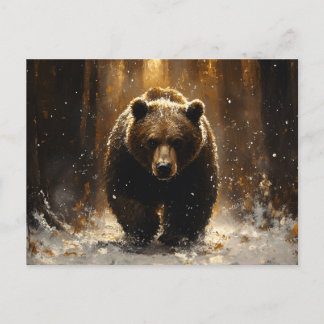 Grizzly Bear in the Forest Painting Postcard