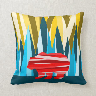 Grizzly Bear In The Mountains Colourful Pattern Cushion