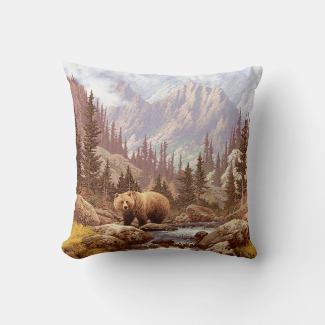 Grizzly Bear in the Rocky Mountains / AF-006bear,g Cushion (Front)