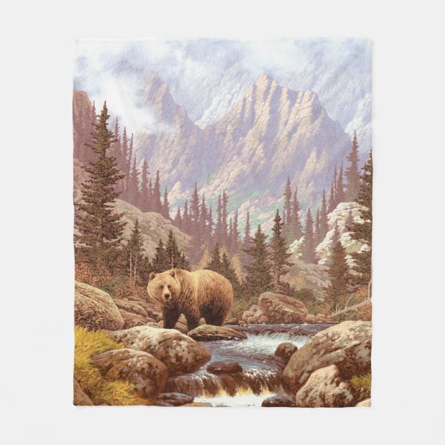 Grizzly Bear in the Rocky Mountains / AF-006bear,g Fleece Blanket (Front)