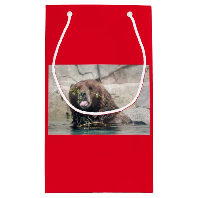 Grizzly Bear in the Water Small Gift Bag (Back)