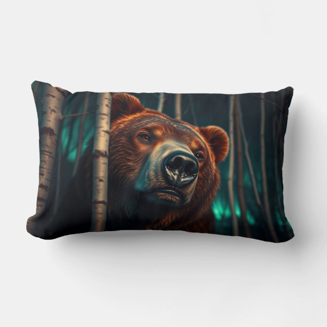 Grizzly Bear in the Woods Lumbar Cushion (Front)