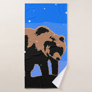 Grizzly Bear in Winter - Original Wildlife Art Bath Towel Set