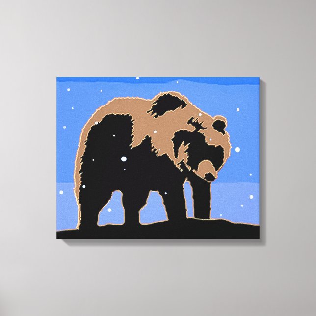 Grizzly Bear in Winter  - Original Wildlife Art Canvas Print (Front)