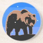 Grizzly Bear in Winter  - Original Wildlife Art Coaster<br><div class="desc">Grizzly Bear in Winter portrait, original painting. We specialise in cute and funny original art. Buy this for yourself or as a great gift for your Grizzly Bear in Winter loving friends. Be creative - click on CUSTOMIZE to add/remove/change text, resize the picture, change colours or anything else the customisation...</div>
